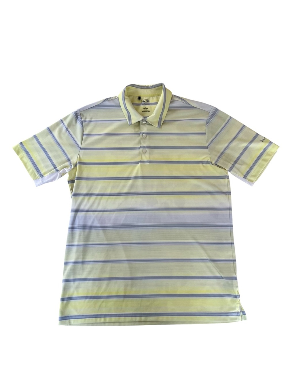 Adidas ClimaCool West Point Army Polo Shirt Men's M Golf Striped Yellow Gray